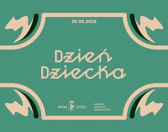 Plakat Dnia Dziecka w Pawilonie Kamień — Rodzinny Piknik Edukacyjny Zarządu Zieleni m.st. Warszawy, 30 maja 2026