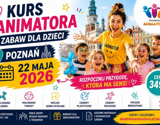 Kurs Animatora Zabaw dla Dzieci – Poznań, 22 maja 2026 | Akademia Animatora® | Cena 349 zł | akademiaanimatora.pl/poznan