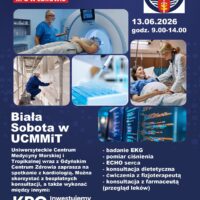 Plakat Białej Soboty w UCMMiT Gdynia — 13 czerwca 2026, godz. 9:00–14:00, bezpłatne badania EKG, ECHO serca, pomiar ciśnienia, konsultacje dietetyczne i kardiologiczne