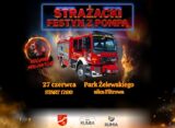 Plakat Strażackiego Festynu z Pompą w Rumi — 27 czerwca, Park Żelewskiego, start 17:00, gwiazdą Michał Milowicz
